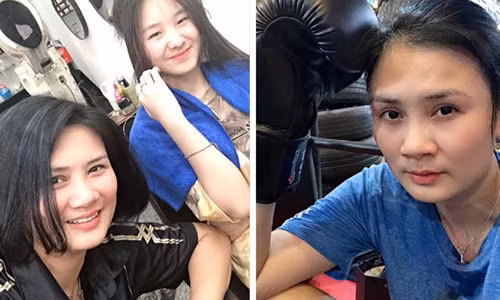 Nguoi dep bong chuyen Kim Hue tap boxing, khoe con gai xinh xan