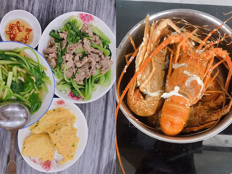 "Truyền 14 chai nước biển lên 5 kg muốn xỉu. Ăn giảm cân như vậy nè! Hành trình không ăn cơm sẽ tiếp tục. Chồng yêu chính tay nấu ăn cho vợ. 10 ngày phải giảm 5 kg”, Lâm Khánh Chi chia sẻ.