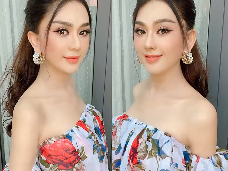 Nữ ca sĩ chuyển giới khoe vai trần quyến rũ với áo trễ vai.