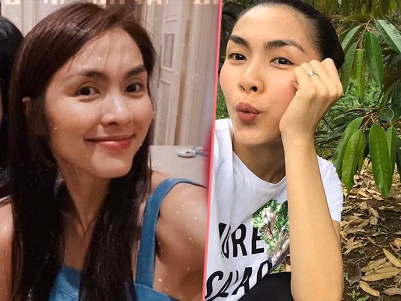 "Mấy năm nay tự tay chăm hai đứa con nhỏ nên cứ lâu lâu đầy đặn xíu, thì chỉ cần qua 1 cơn cảm sốt của hai đứa nhỏ là em ấy lại khô queo lại như thường", Quang Tuyến chia sẻ.