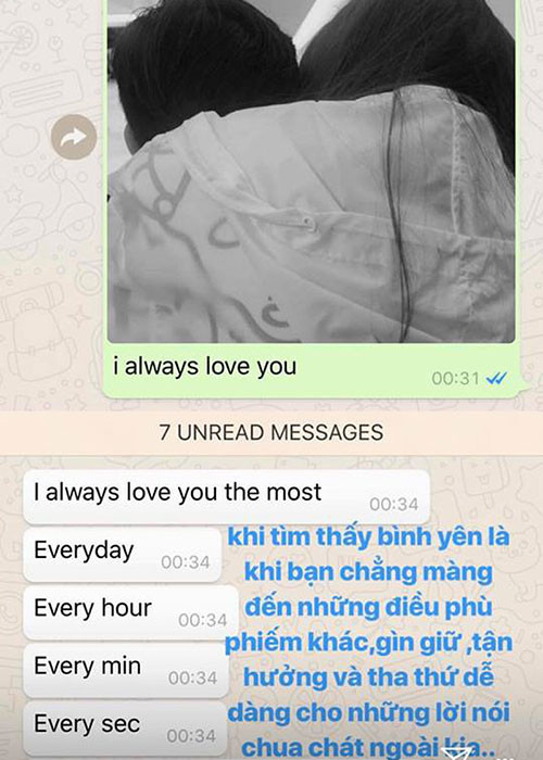 Kim Lý dành không ít lời ngọt ngào cho Hà Hồ như "Anh yêu em nhiều nhất, từng ngày, từng giờ, từng phút, từng giây", "Tôi sẽ luôn nói với cô ấy rằng tôi yêu cô ấy, không ai khác ngoài cô ấy, cô ấy là số một trong lòng tôi", "Nếu như trong giông tố, cô ấy có ngã, thì tôi sẽ tìm cách để đỡ cô ấy. Còn nếu không đỡ được thì tôi sẽ ngã cùng, để đón cô ấy ngã vào lòng tôi, như thế những tổn thương mà cô ấy phải chịu sẽ vơi đi phần nào".