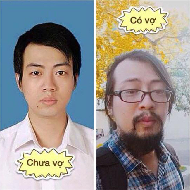 Vì vợ thường chê tôi trẻ con nên tôi già hẳn một thể cho cô ý biết mặt.