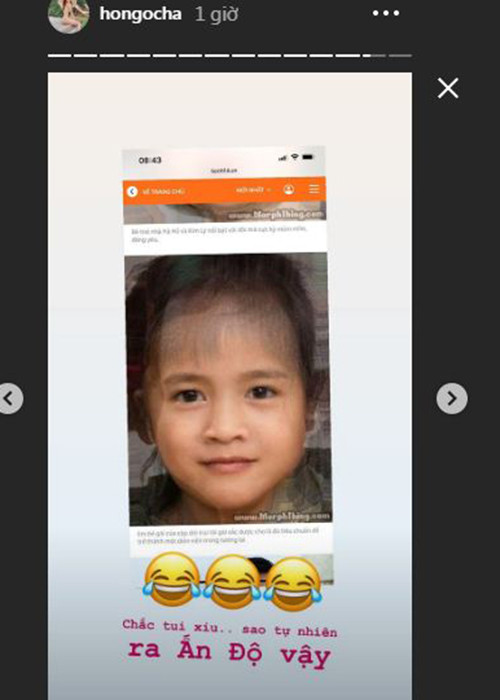 "Chắc tui xỉu, sao tự nhiên ra Ấn Độ vậy", Hà Hồ bày tỏ sự thích thú trước một bức ảnh dự đoán của người hâm mộ.