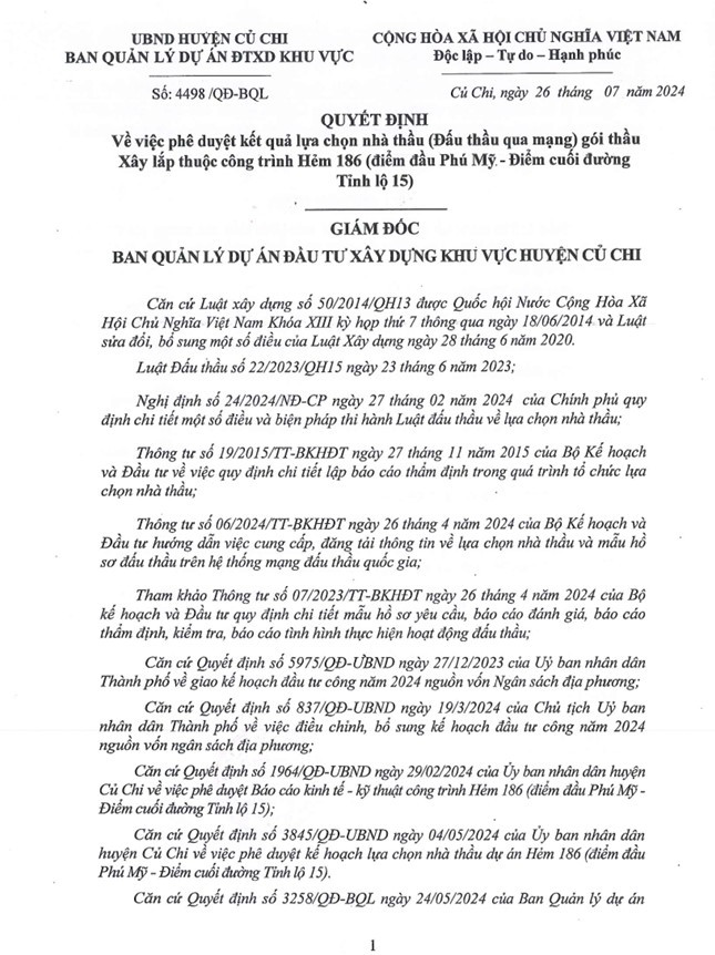 TP HCM: 3 thang Cong ty Tien Phuong trung 11 goi xay lap tai Cu Chi