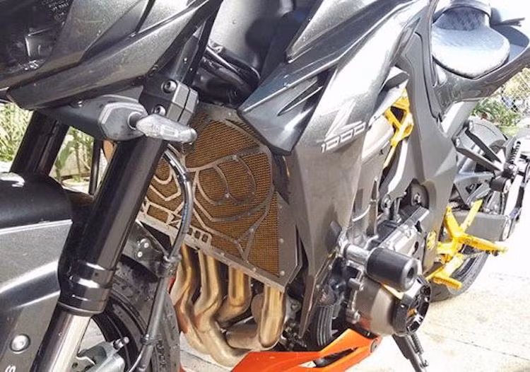 Ở bên dưới cổ xe, khối động cơ 4 xi-lanh 1043 cc của Z1000 có két nước được bảo vệ bởi lưới chắn "thửa riêng" từ DMV, trong khi hai bên đầu xe là cặp xi-nhan Rizoma Action.