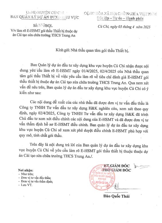 TP HCM: 2 nhà thầu cạnh tranh gói thiết bị tại trường THCS Trung An - Hình 2 TP HCM: 2 nha thau canh tranh goi thiet bi tai truong THCS Trung An-Hinh-2