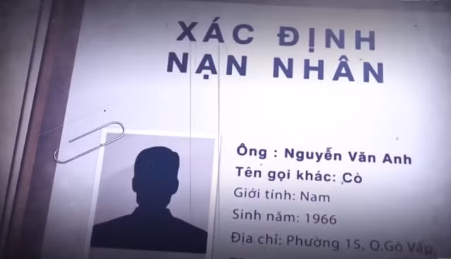 Chưa tới 24 giờ đồng hồ sau, các trinh sát thu được thông tin từ người dân liên quan đến gia đình ngư dân có 4 thành viên, thường đậu ghe ở bến đò ấp 1 (xã Bình Mỹ, huyện Củ Chi), nhưng mấy ngày gần đó đã "biến mất". Đến 21h ngày 8/7/2001, cơ quan điều tra xác định được danh tính của các nạn nhân, gồm: ông Nguyễn Văn Anh (SN 1966, tên gọi khác là Cò), bà Nguyễn Kiều Dâng (vợ ông Cò, SN 1968) cùng hai con trai Nguyễn Quốc Hậu (SN 1993), Nguyễn Quân Học (SN 2000). Theo kết luận của cơ quan pháp y, cả 4 nạn nhân đều tử vong do bị ngạt nước.