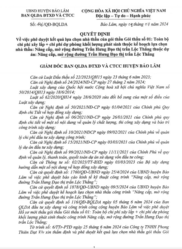 Lam Dong: Duy nhat Cong ty Nam Khanh du 2 goi thau tai Bao Lam-Hinh-3