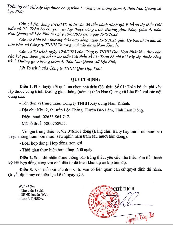 Lam Dong: Duy nhat Cong ty Nam Khanh du 2 goi thau tai Bao Lam-Hinh-6