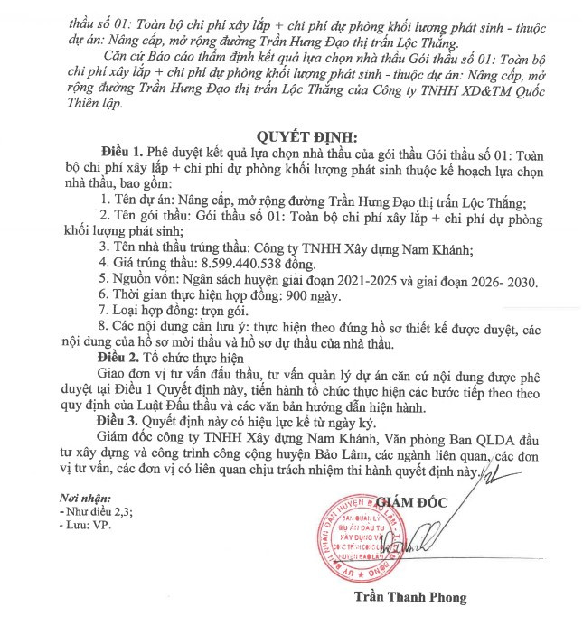 Lam Dong: Duy nhat Cong ty Nam Khanh du 2 goi thau tai Bao Lam-Hinh-4