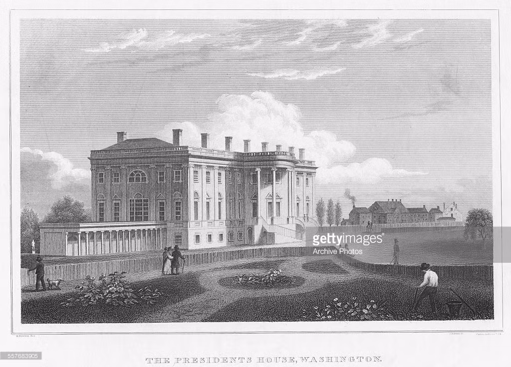 Một bức tranh khắc về Nhà Trắng, khoảng năm 1900. Ảnh: GettyImages.
