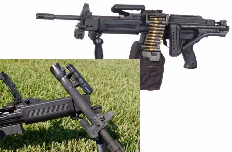 Báng súng dạng ống thép có thể gập vào thân súng để tăng độ cơ động. Nòng súng còn là điểm tựa của đầu ruồi phía trước cũng như quai xách có thể gấp mở dễ dàng. Đễ giữ súng có được độ tin cậy cũng như hoạt động trơn tru, nhà sản xuất cũng cho phép xạ thủ có thể thay thế nòng nhanh chóng.