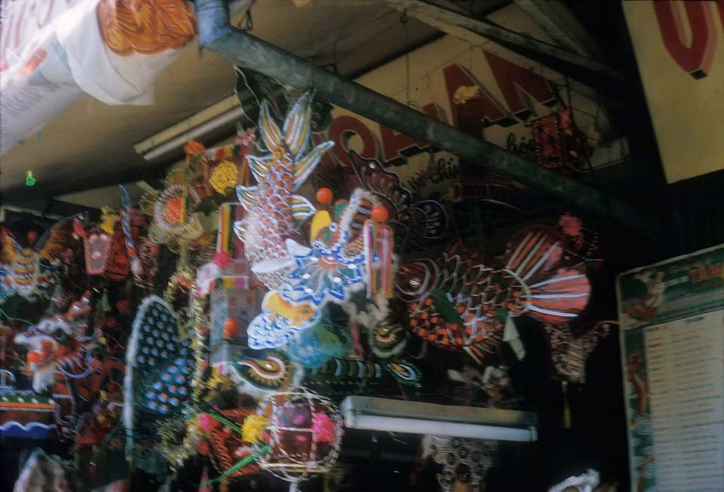 Các loại đèn phổ biến là đèn hình rồng, hình cá chép, bươm bướm... Ảnh: Douglas Ross.