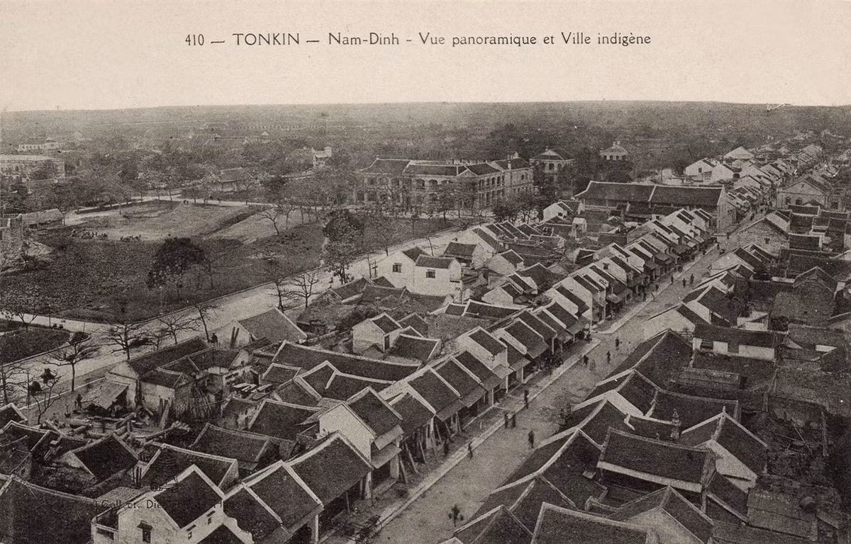 Khu vực trung tâm thành phố Nam Định thời thuộc địa nhìn từ trên cao. Ảnh tư liệu.