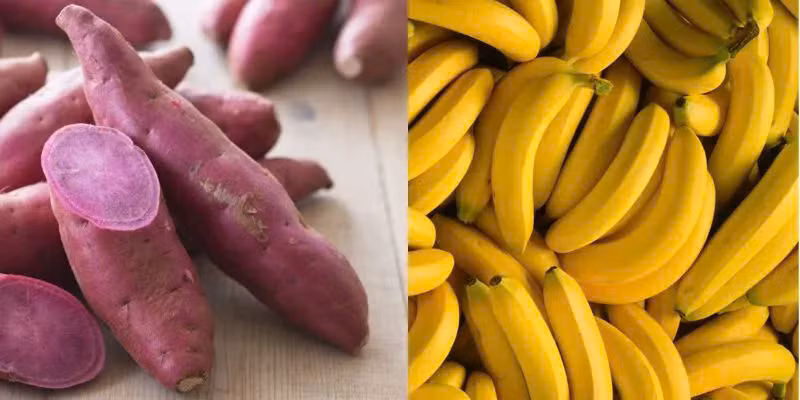 Thực đơn ngày 6: Sáng: 1 quả chuối chín + 1 quả khoai lang luộc + 1 cốc sữa tươi không đường. Trưa: Khoai lang nướng hoặc luộc ăn cùng với rau củ. Tối: Cơm gạo lứt, 150gram thịt nạc đỏ, 1 trái chuối. Ảnh minh họa