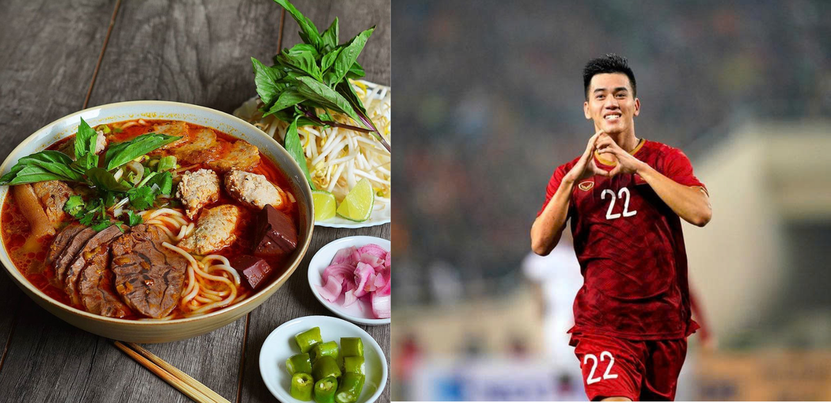 Tiền đạo Nguyễn Tiến Linh yêu thích hương vị đậm đà và cay nồng của bún bò Huế. Ảnh Internet