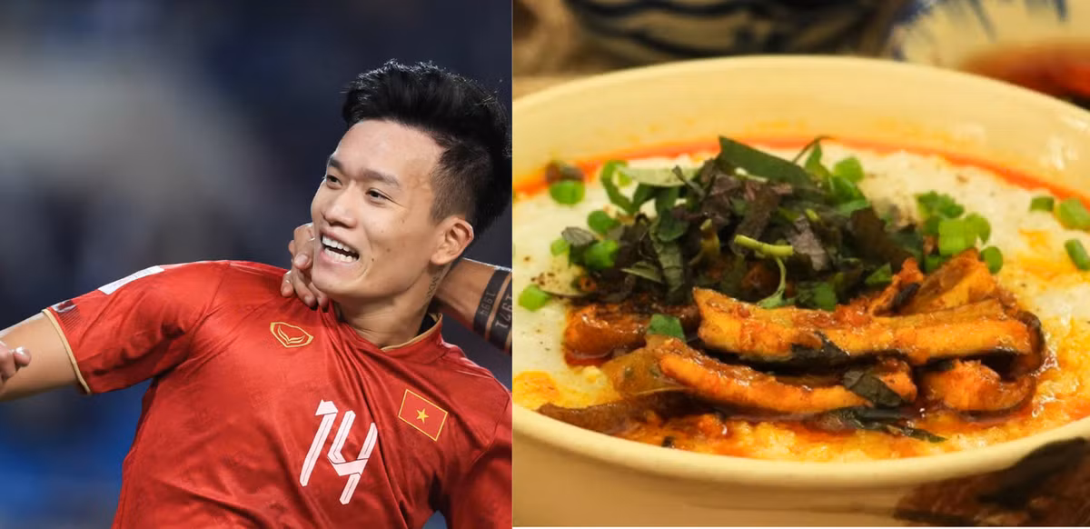 Tiền vệ Nguyễn Hoàng Đức dù lớn lên ở Hải Dương, nhưng nam tiền đạo lại mê cháo lươn Nghệ An. Hương vị ngọt thanh của cháo kết hợp với lươn mềm là lựa chọn ưu tiên của anh khi đi ăn ở ngoài. Ảnh Internet