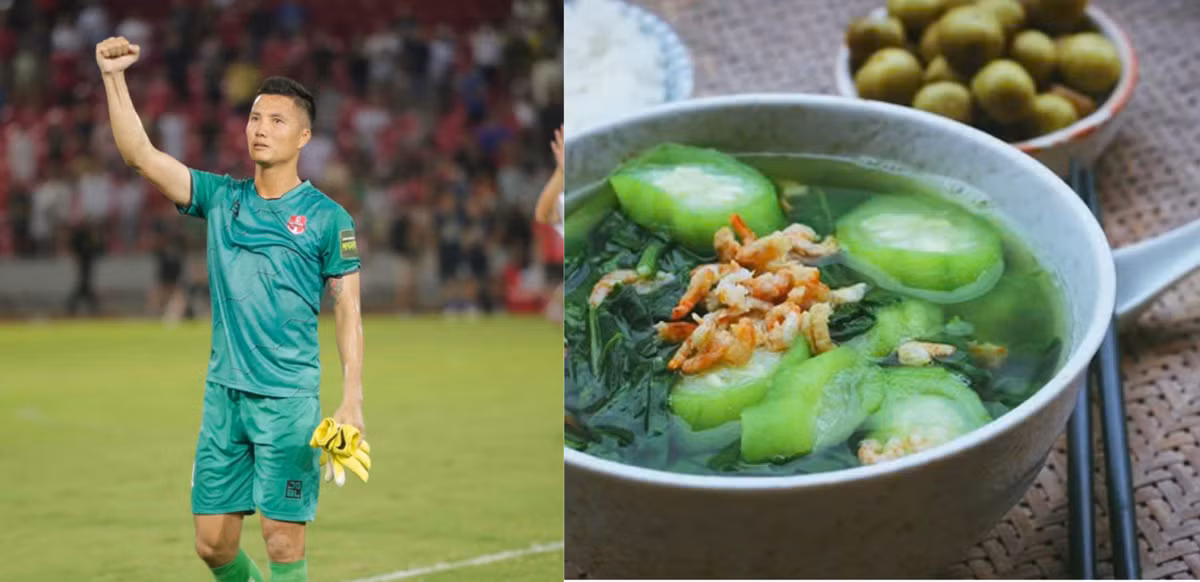  Thủ môn Nguyễn Đình Triệu thích thưởng thức những món ăn được chế biến tại nhà. Mỗi khi về thăm quê Thái Bình, anh thường "đòi" mẹ chiêu đãi món canh từ mồng tơi tự trồng trong vườn. Ảnh Internet