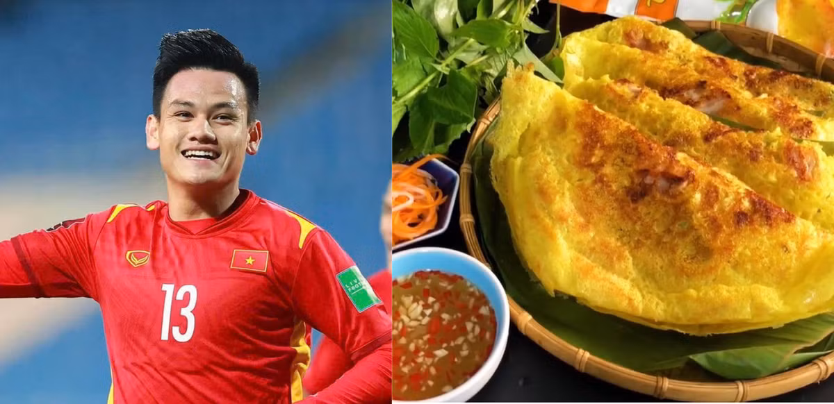 Hậu vệ Hồ Tấn Tài từng tiết lộ trên trang cá nhân bánh xèo miền Trung là món ăn "ruột", đặc biệt là bánh xèo chế biến ở quê nhà. Nam hậu vệ người Bình Định cho biết anh mê những chiếc bánh giòn tan, cuốn cùng rau sống, chấm nước mắm chua ngọt. Ảnh Internet