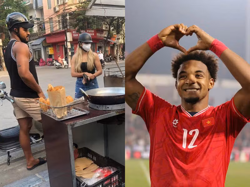 Hình ảnh tiền đạo Nguyễn Xuân Son cùng vợ đi xe máy mua chuối chiên "gây sốt" trên mạng xã hội chứng tỏ anh là tín đồ của món ăn đường phố này. Mỗi lần ghé hàng chuối chiên, nam tiền đạo thường mua 7-8 chiếc bánh. Bên cạnh đó, anh còn thích các món như bún chả, cá kho thịt ba chỉ và chè sắn mua từ một quán ăn online. Ảnh Internet