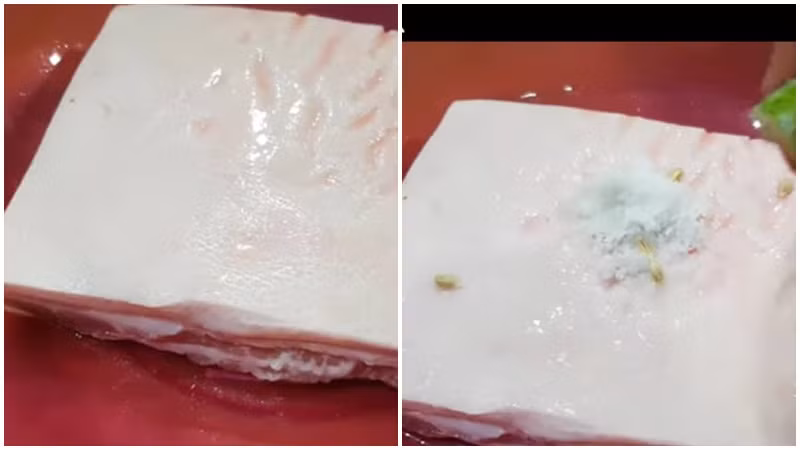  Sơ chế nguyên liệu: Tỏi, hành tím, gừng bóc vỏ đập dập, củ hành tây lột vỏ rửa sạch cắt làm đôi. Phần sơ chế thịt heo, đầu tiên cho thịt vào thau cho thêm 2 muỗng canh muối và cắt đôi quả chanh vắt lên phần da heo rồi dùng dao cạo quanh bề mặt da heo để làm sạch lớp nhớt và lớp lông có trên da. Sau đó rửa lại cho sạch phần thịt heo. Ảnh Internet