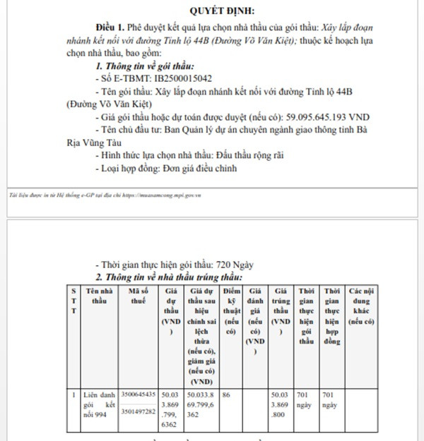 BR-VT: Goi thau Xay lap doan nhanh ket noi Tinh lo 44B ve tay ai?