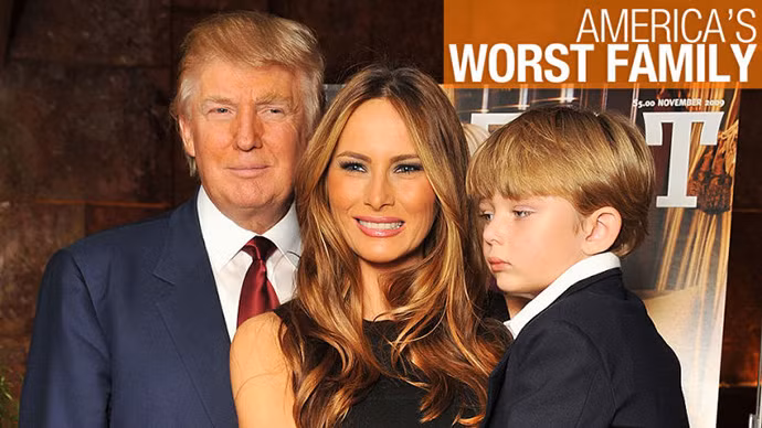 Barron không thích đồ thể thao mà chỉ thích mặc comple và đeo cà vạt giống như bố mình. Ảnh nguồn: gawkwer.com