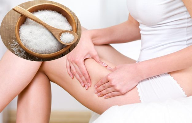 Bạn có thể giảm mỡ đùi hiệu quả bằng cách massage đùi bằng nước muối. Ảnh: webgiamcan.