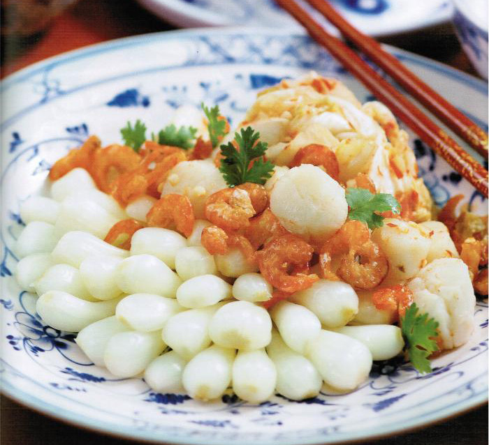 Củ kiệu tôm khô có vị chua ngọt, bùi bùi rất đặc trưng. Ảnh: tomkhocamau.