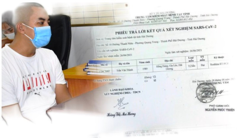 Trước đó, khoảng 21h30 ngày 26/6, Công an thị xã Quảng Yên nhận được thông báo của chốt kiểm soát dịch bệnh COVID – 19 BOT cầu Bạch Đằng phát hiện 1 xe ô tô cứu thương chở 5 người đi qua chốt nhưng không khai báo y tế theo quy định. Sau đó, Công an thị xã Quảng Yên đã mời số người trên về trụ sở để làm việc. Qua điều tra ban đầu, số người trên khai nhận được Nguyễn Tùng Lâm, cán bộ CDC Hải Dương tiến hành xét nghiệm và cấp giấy kết quả để sử dụng đi qua chốt kiểm dịch.