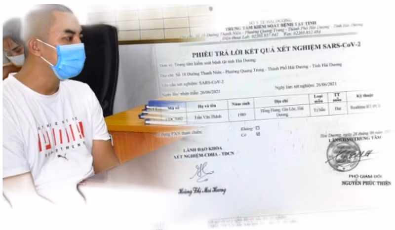 Trước đó, khoảng 21h30 ngày 26/6, Công an thị xã Quảng Yên nhận được thông báo của chốt kiểm soát dịch bệnh COVID – 19 BOT cầu Bạch Đằng phát hiện 1 xe ô tô cứu thương chở 5 người đi qua chốt nhưng không khai báo y tế theo quy định. Sau đó, Công an thị xã Quảng Yên đã mời số người trên về trụ sở để làm việc. Qua điều tra ban đầu, số người trên khai nhận được Nguyễn Tùng Lâm, cán bộ CDC Hải Dương tiến hành xét nghiệm và cấp giấy kết quả để sử dụng đi qua chốt kiểm dịch. 