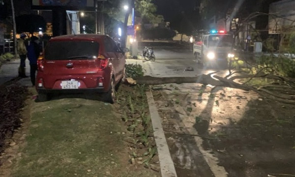 Hai Duong: Xe o to bat ngo lao len via he, lai xe tu vong tai cho