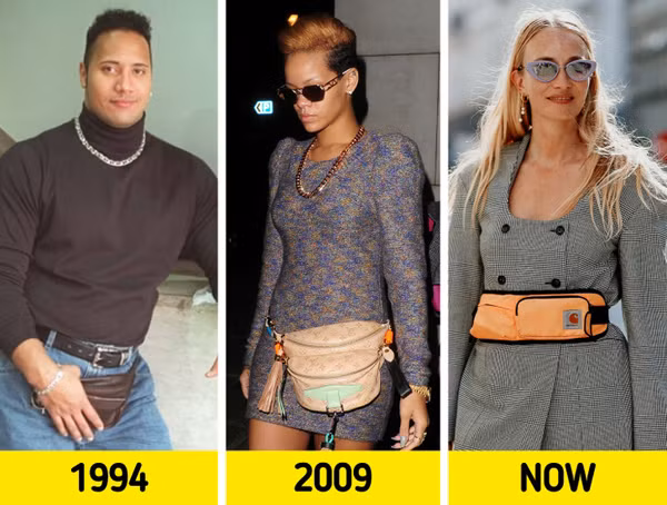 Túi fanny. Túi fanny là món đồ được ưa chuộng những năm 1980-1990. Tuy nhiên, nó xuất hiện trước đó từ rất lâu. Một số tài liệu chỉ ra, túi fanny là ý tưởng của một người đi bộ đường dài từ 5000 năm trước.