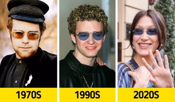 Kính màu. Kính màu là phụ kiện được yêu thích suốt thời gian 1960-1970. Thời điểm này, nhạc sĩ Elton John được xem là người lăng xê mẫu kính thành công nhất.
