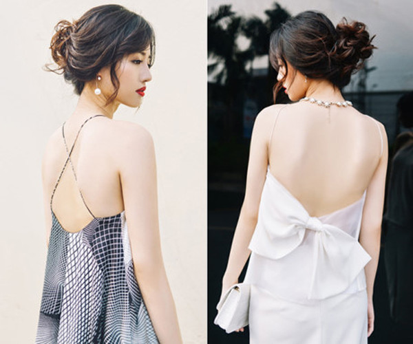 Trong vô vàn kiểu dáng, trang phục cắt xẻ, style hở lưng được nhiều chị em yêu thích về khả năng phô diễn đường cong cơ thể, làn da trắng mịn không tì vết.