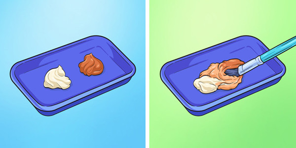 Tận dụng kem dưỡng ẩm. Thị trường có nhiều loại kem nền. Nếu mua nhầm loại có màu tối, bạn nên áp dụng mẹo làm đẹp sau để tiết kiệm thay vì vứt bỏ. Cụ thể, bạn dùng kem dưỡng ẩm trộn vào để điều chỉnh cho màu sáng hơn.