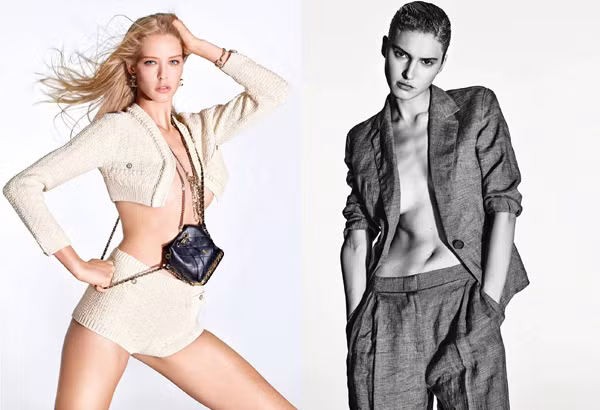 Mặc vest với nội y không hẳn là cách lên đồ mới. Trước đây, chúng ta từng chứng kiến những màn lên đồ xuất sắc của người nổi tiếng trong trang phục vest với bra hoặc thậm chí không nội y. (Ảnh: Sohu, minh họa)