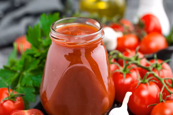 Cà chua và các sản phẩm từ cà chua. Theo một đánh giá của 21 nghiên cứu, tiêu thụ cà chua và các sản phẩm từ cà chua giúp cải thiện huyết áp và có thể giúp giảm nguy cơ mắc bệnh tim và tử vong do bệnh tim. (Ảnh: Knoxx Foods)