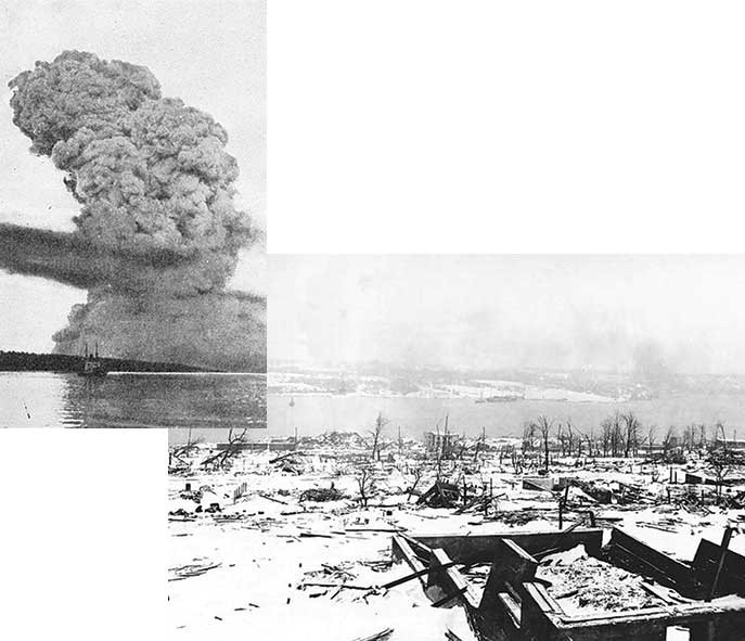 Vụ nổ kinh hoàng đó xảy ra ở cảng Halifax, Canada vào ngày 6/12/1917. Vào ngày hôm ấy, tàu chở hàng của Na Uy có tên SS Imo và tàu SS Mont-Blanc của Pháp gặp thảm kịch kinh hoàng.