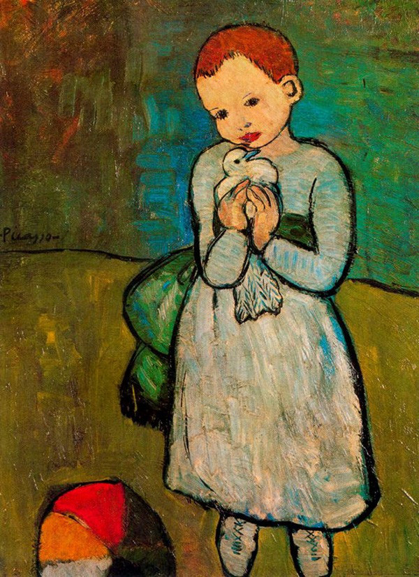 Năm 1901 cũng là năm Picasso vẽ bức tranh "Child Holding a Dove" với hình tượng chim bồ câu nổi tiếng thế giới. Bức tranh này chính thức mở ra thời kỳ xanh trong sự nghiệp của danh họa người Tây Ban Nha. Thời kỳ xanh (1901 - 1904) là giai đoạn Picasso vẽ các bức tranh với tông màu chủ đạo là xanh thẫm.