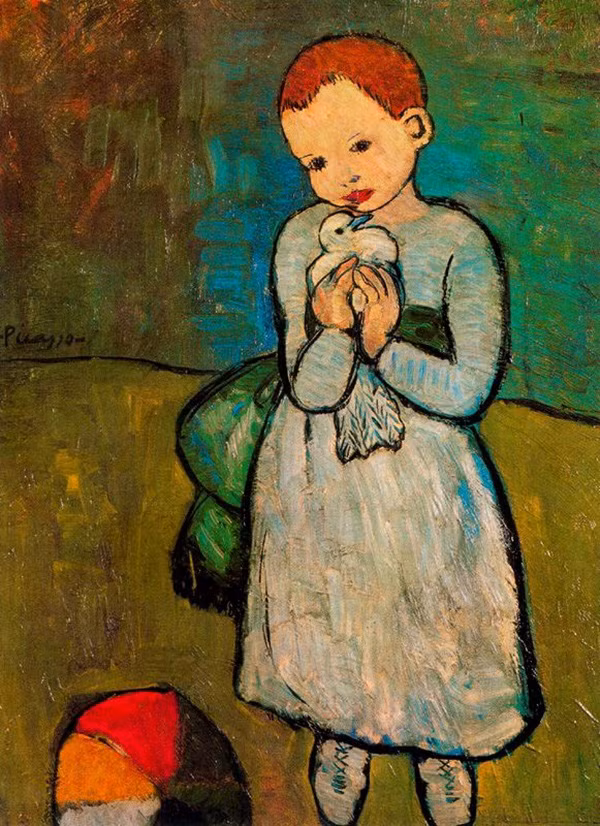 Năm 1901 cũng là năm Picasso vẽ bức tranh "Child Holding a Dove" với hình tượng chim bồ câu nổi tiếng thế giới. Bức tranh này chính thức mở ra thời kỳ xanh trong sự nghiệp của danh họa người Tây Ban Nha. Thời kỳ xanh (1901 - 1904) là giai đoạn Picasso vẽ các bức tranh với tông màu chủ đạo là xanh thẫm.