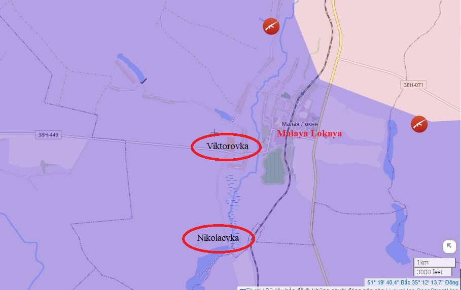 Trước đó, các mũi xung kích của RFAF đã tiến đến vùng ngoại ô của các làng Nikolaevka và Viktorovka gần Malaya Loknya. Theo kênh Military Summary, các mũi đột kích của RFAF đã tiến vào vành đai rừng của quận Sudzhansky, cũng như vùng lân cận Leonidovo, tuy nhiên bị AFU ngăn chặn quyết liệt.