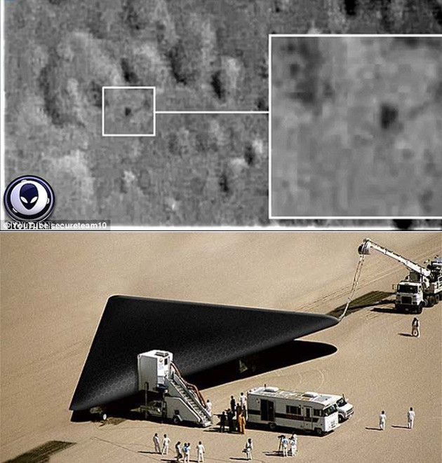 Nhiều nguồn tin xuất phát từ lời kể của một số chuyên gia Mỹ làm việc tại một căn cứ quân sự bí mật gần thành phố Groom Lake, về một công nghệ hàng không ngoài sức tưởng tượng, mà người Mỹ đã có. Đó là chiếc máy bay TR-3B trong Căn cứ Papoose, trông giống hệt con tàu của người ngoài hành tinh.