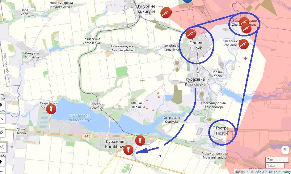 Theo thông tin của kênh Resident, "mặc dù Tướng Syrsky đã cố gắng thực hiện mệnh lệnh của Tổng thống Zelensky và vẫn kiên trì phòng ngự ở tuyến Hirnyk- Zhelanne Pershe - Zoryane, bất chấp nguy cơ bị bao vây hoàn toàn ở tuyến phòng thủ tam giác này, nhưng nhiều lính Ukraine tại đây, sợ bị quân Nga bao vây và trở thành "bánh bao nhồi thịt", nên đã tự ý rút khỏi vị trí chiến đấu".