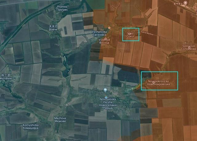 Trong số ba ngôi làng này, Sokil và Novopokrovs'ke nằm ở phía nam Ocheretine. Cuộc tấn công của Cụm quân Trung tâm vào sông Vovcha với hai lữ đoàn của Quân đoàn 1 Donetsk thực chất là một mục đích chiến thuật. Ý định chiến thuật rõ ràng nhất của Quân đội Nga là đẩy toàn bộ quân Ukraine ra xa, để mặt trận có thể tiến tới sông Vovcha.