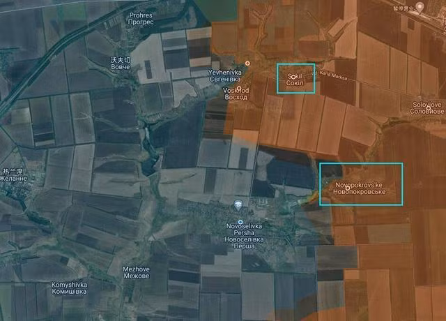 Trong số ba ngôi làng này, Sokil và Novopokrovs'ke nằm ở phía nam Ocheretine. Cuộc tấn công của Cụm quân Trung tâm vào sông Vovcha với hai lữ đoàn của Quân đoàn 1 Donetsk thực chất là một mục đích chiến thuật. Ý định chiến thuật rõ ràng nhất của Quân đội Nga là đẩy toàn bộ quân Ukraine ra xa, để mặt trận có thể tiến tới sông Vovcha.