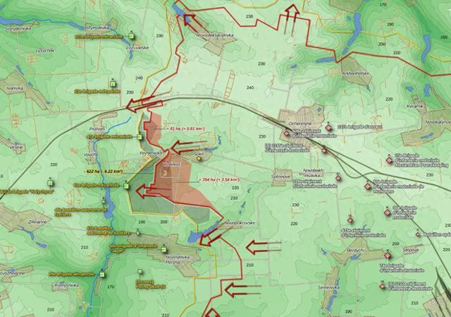 Nếu Cụm quân Trung tâm tấn công qua sông Vovcha trong tương lai, thì việc đột phá vào sườn phía bắc sẽ là một chu kỳ chiến đấu mới của Quân đội Nga. Hiện tại, Quân đội Nga về cơ bản đã kiểm soát khu vực với địa hình cao, lấy Ocheretine làm trung tâm; đồng thời đã hoàn thành việc phát triển rộng ra các khu vực xung quanh.