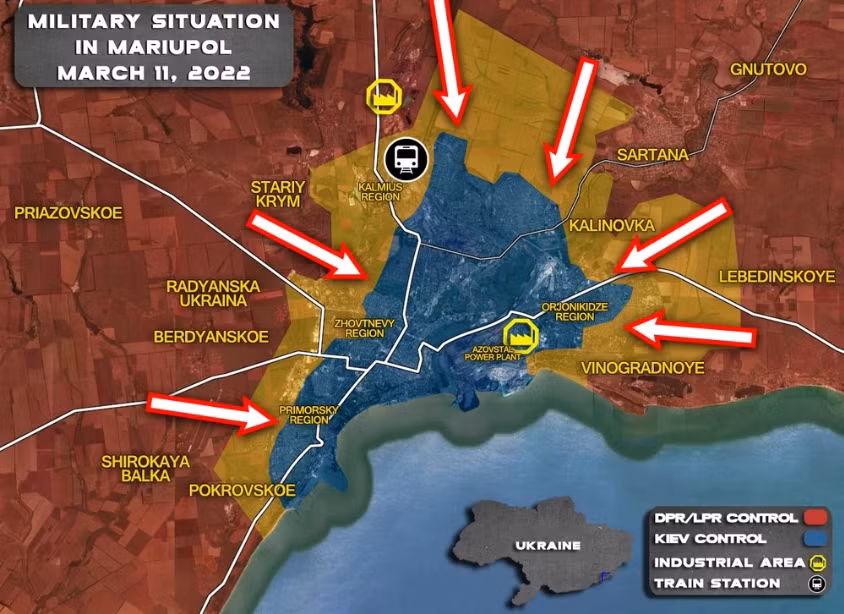 Mariupol là một thành phố nằm trong tỉnh Donetsk của Ukraina; kể từ khi Nga tiến hành chiến dịch quân sự đặc biệt tại Ukraine, Mariupol đã bị quân Nga và lực lượng dân quân Donetsk thân Nga phong tỏa.