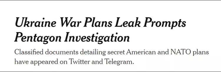 Tờ New York Times của Mỹ cho biết, trong số những tiết lộ trong các tài liệu này, có các biểu đồ về các điểm giao vũ khí dự kiến của quân đội Ukraine, tình trạng binh lính và các kế hoạch tác chiến khác. Điều này cho thấy trong quá trình hỗ trợ Ukraine, Mỹ đã vượt qua giới hạn được công bố trước đó là chỉ hỗ trợ tình báo.