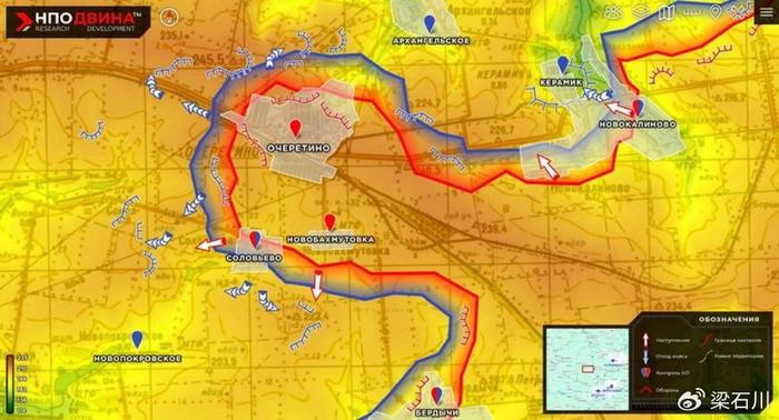 Tính đến ngày 27/4, quân Nga về cơ bản đã kiểm soát hoàn toàn làng Ocheretino, quân Ukraine cũng đã rút khỏi làng Novobakhmutivka và Soloviove, nằm ở phía đông nam Ocheretino. 